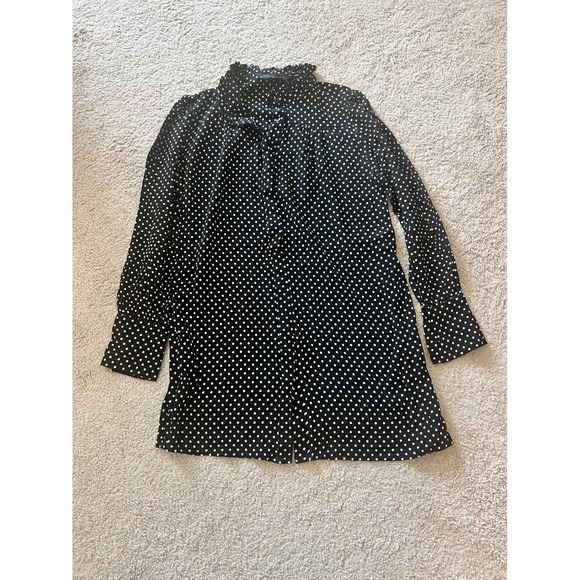 Zara Dresses & Skirts - Zara Black White Polka Dot Mini Shirt Dress Size Small